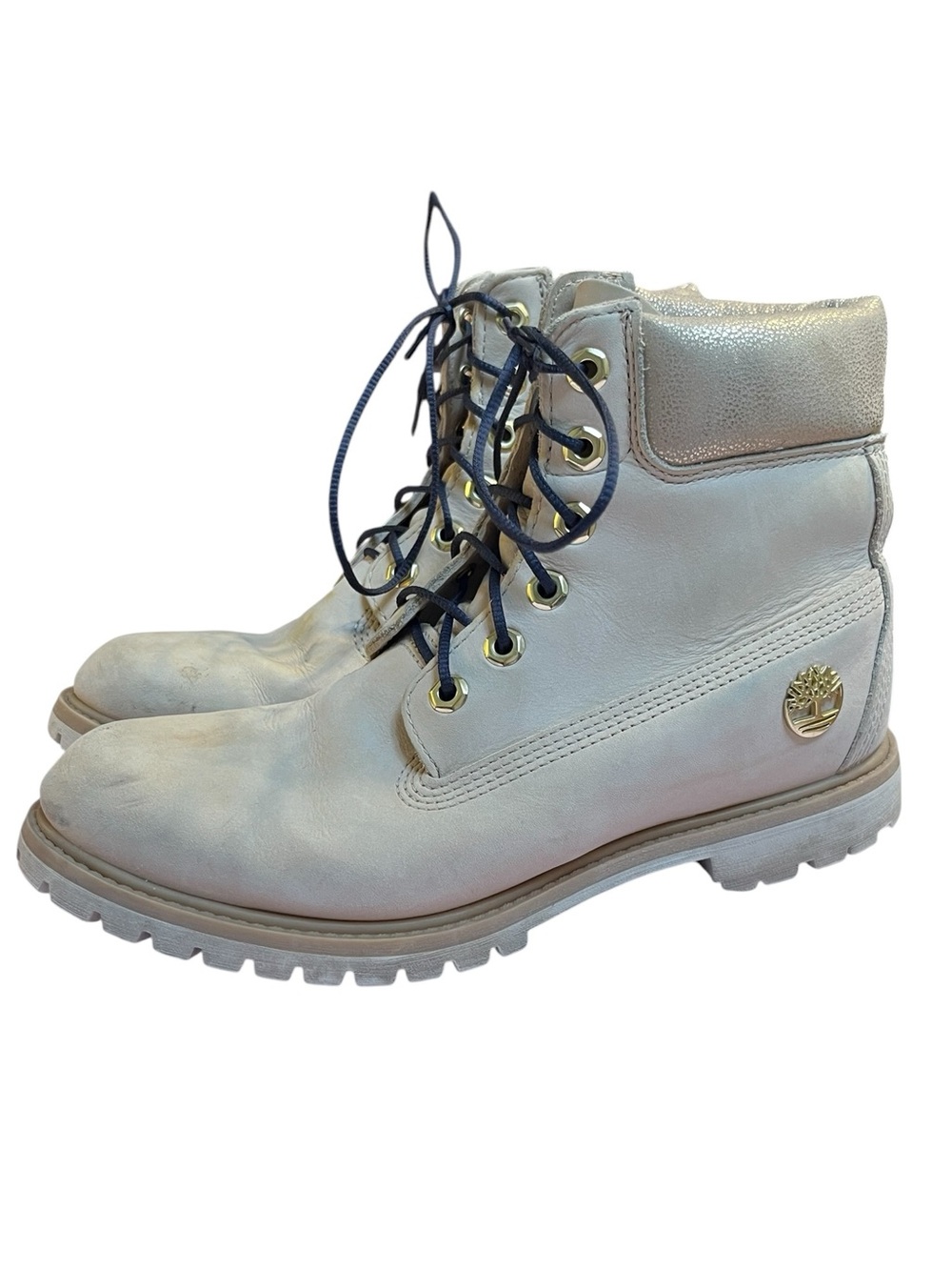Timberland Neutral/gold Leather Lace-Up Boots men’s size 9